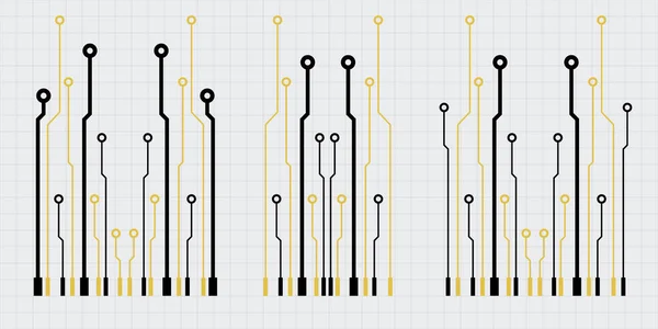 グリッド上のベクトル回路基板要素。回路基板イラストレーションの設計要素 — ストックベクタ