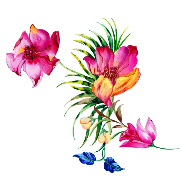 Ruční Inkoust Barevný Květ Umění — Stock fotografie