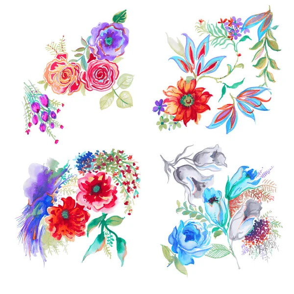 Aquarelle Colorée Fleurs Exclusives — Photo