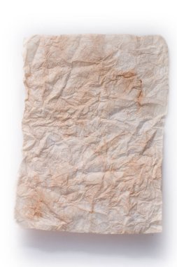 beyaz arka plan izole bej renk buruşturulmuş kağıt