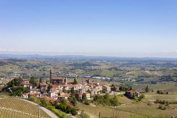 Castiglione Tinella Piedmont Üzüm Bağları Havadan Görünümü — Stok fotoğraf