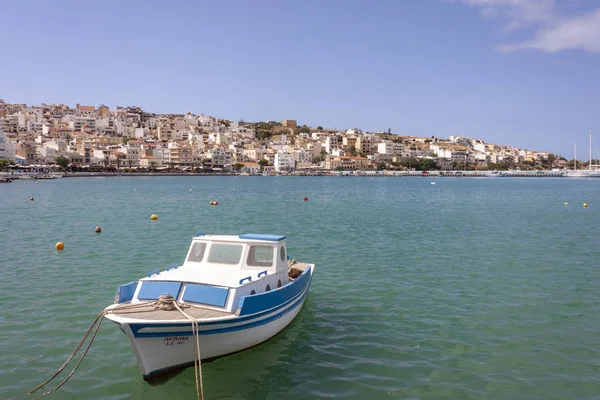 Barco Frente Sitia Uma Cidade Tradicional Leste Creta Grécia — Fotografia de Stock