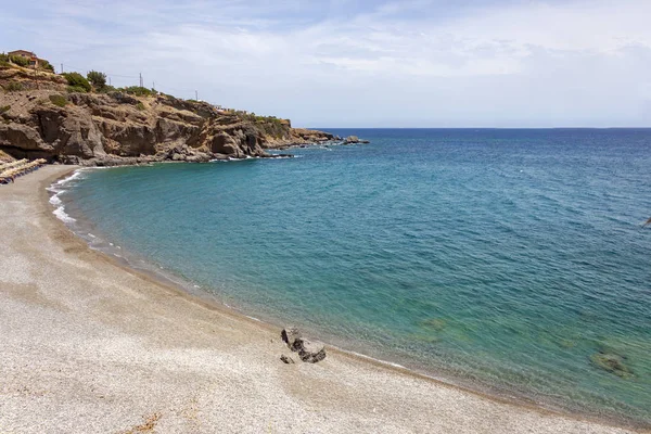Bellissima Spiaggia Aghia Fotia Vicino Ierapetra Creta Una Giornata Estiva Immagine Stock