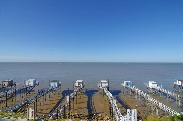 Cabine Pesca Nell Estuario Della Gironda Talmont Costa Occidentale Della — Foto Stock