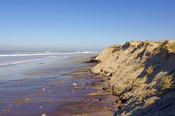 Erosione Delle Dune Sabbia Causata Una Forte Tempesta Costa Occidentale — Foto Stock
