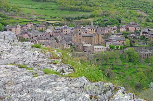 Conques Cidade Medieval Aveyron França — Fotografia de Stock