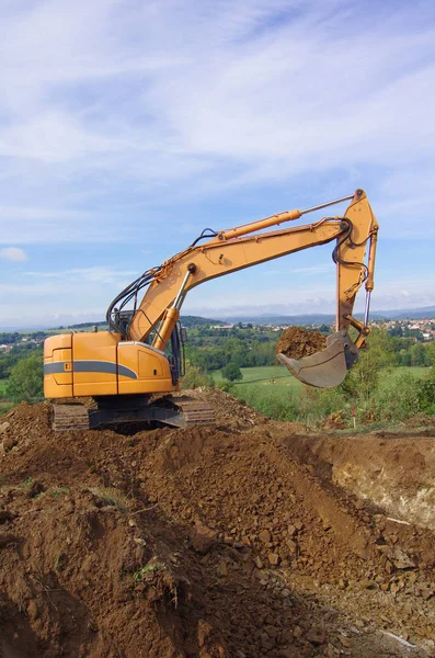 Máquina Excavadora Acción Durante Las Obras Movimiento Tierra Máquina Pala — Foto de Stock