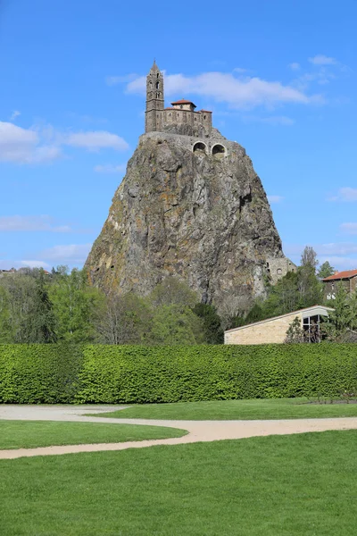 Rocher Aiguilhe Saint Michel Church Puy Velay Haute Loire Auvergne — Stock Photo, Image