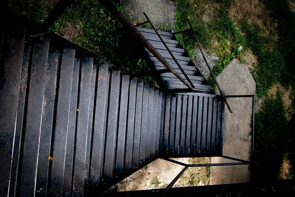 Escadas Enferrujadas Ponte Ferroviária Morte Kanchanaburi — Fotografia de Stock