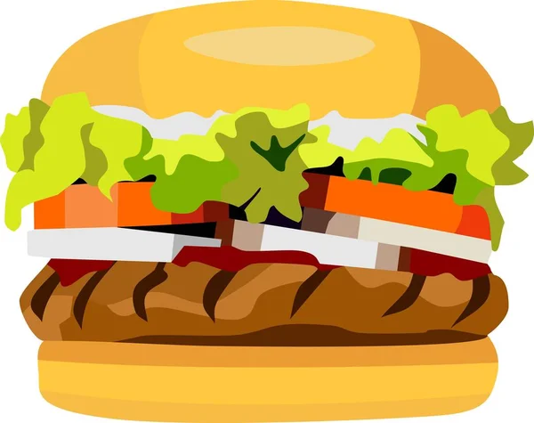 Ham Burger Food Vector Ilustração — Vetor de Stock