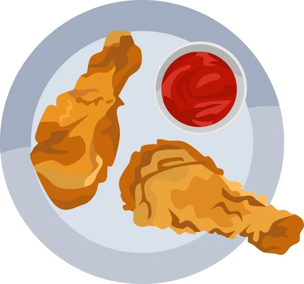 Frango Frito Food Vector Ilustração — Vetor de Stock