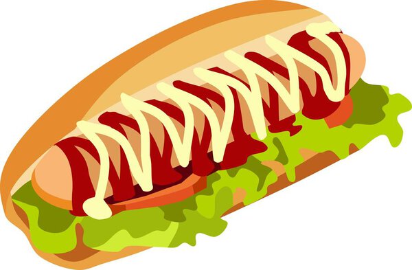 Hot Dog Food Vector Illustration