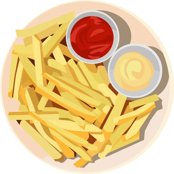 Patate Fritte Food Vector Illustrazione — Vettoriale Stock