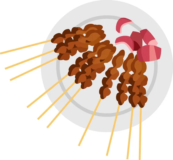 Satay Food Vektor Illustration — Stockvektor