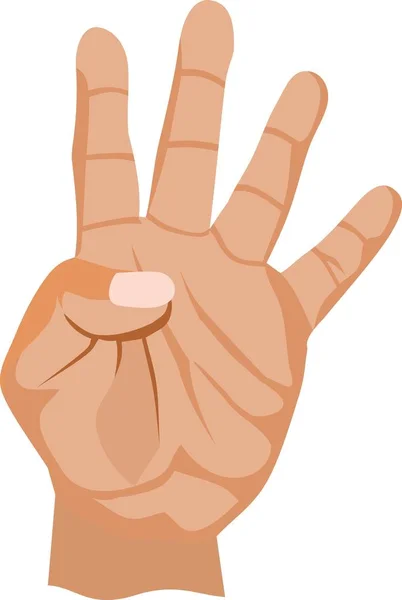 Finger Number Four Hand Vector Illustration — Stock Vector