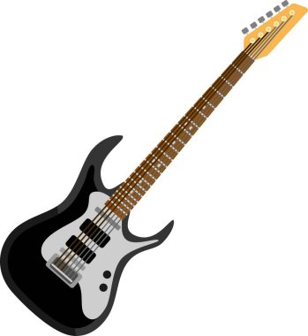 Siyah Elektro gitar ses müzik müzik aleti vektör görüntü illüstrasyon