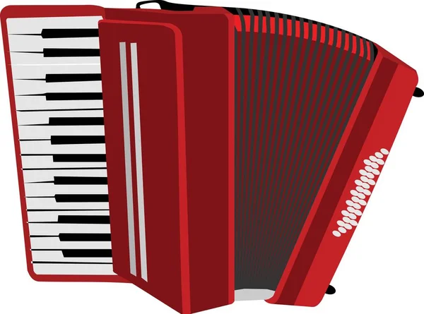 Red Accordion Sound Music Musical Instrument Vector Illustration Image — Stock Vector