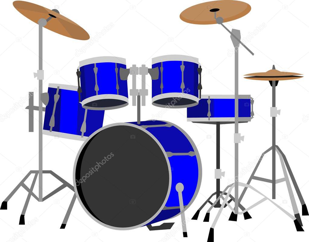 Blue Drum Set Sound Music Musical Instrument Vector Illustration Image