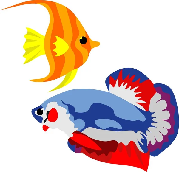 Aquário Peixe Animal Vector Ilustração — Vetor de Stock