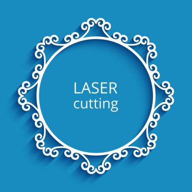 Dekoratif kenarlık, kesme kağıt daire model, mandala, lazer kesim için girdap şablonu ile yuvarlak çerçeve