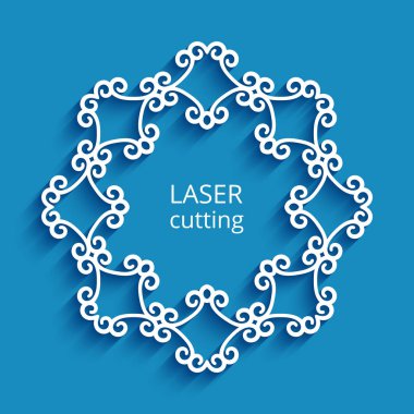 Girdap süs sınır, kesme kağıt daire desen, lazer kesim için dekoratif şablonu ile yuvarlak çerçeve