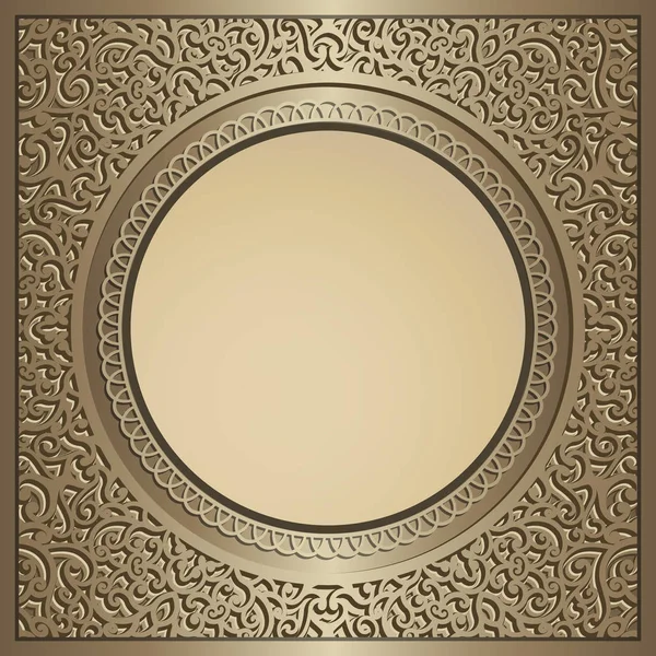 Vintage Gold Background Swirly Pattern Golden Ornamental Frame Elegant Decoration — Stock Vector