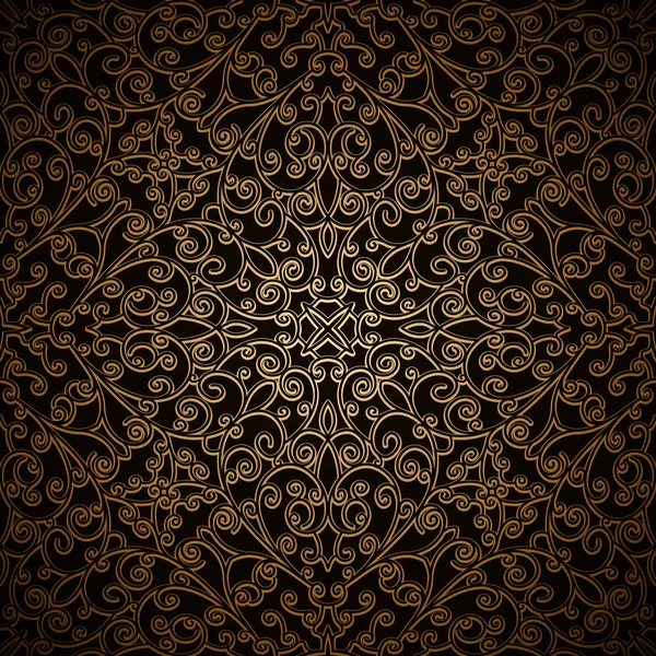 Vintage Ouro Ornamental Fundo Com Padrão Redemoinho Decorativo — Vetor de Stock