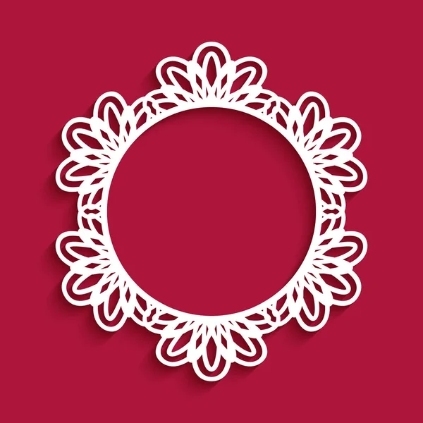 Cirkel Ram Med Gränsen Spetsmönster Utskurna Papper Runt Ornament Lämplig Royaltyfria illustrationer