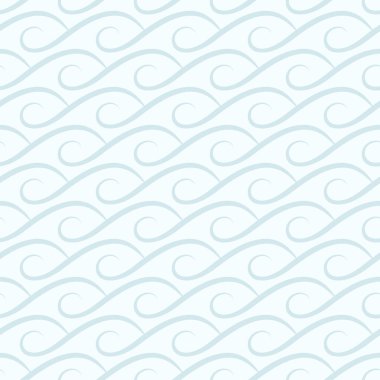 İnce seamless modeli, soyut dalgalı vektör süs mavi renkte