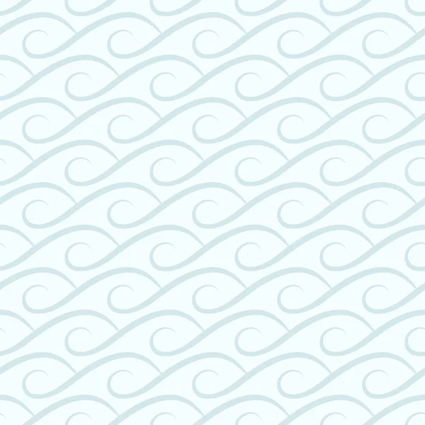 微妙なシームレス パターン 青の色で抽象的な波状ベクトル飾り — ストックベクタ