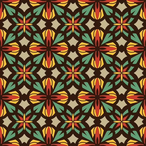 Adorno Mosaico Abstracto Fondo Vitral Patrón Geométrico Sin Costura — Archivo Imágenes Vectoriales