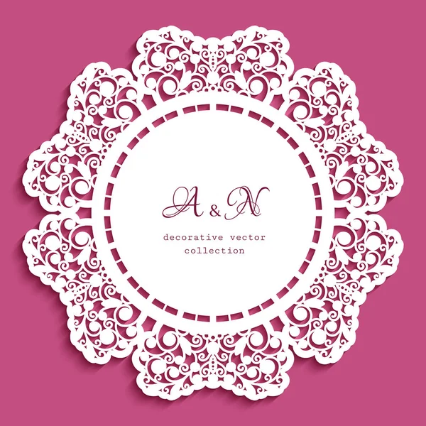 Lace Doily Cutout Border Pattern Template Laser Cutting Ornamental Circle — Stock Vector