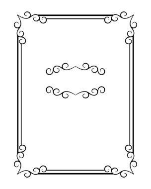 Vintage kaligrafi dikdörtgen çerçeve ile süs köşelerinde ve güzelleşmek skeç, girdap bezeme metin için yer ile retro tarzında