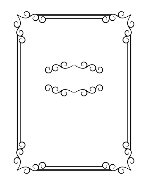 Vintage Calligraphic Rectangle Frame Ornamental Corners Flourish Vignette Swirly Embellishment — Stock Vector