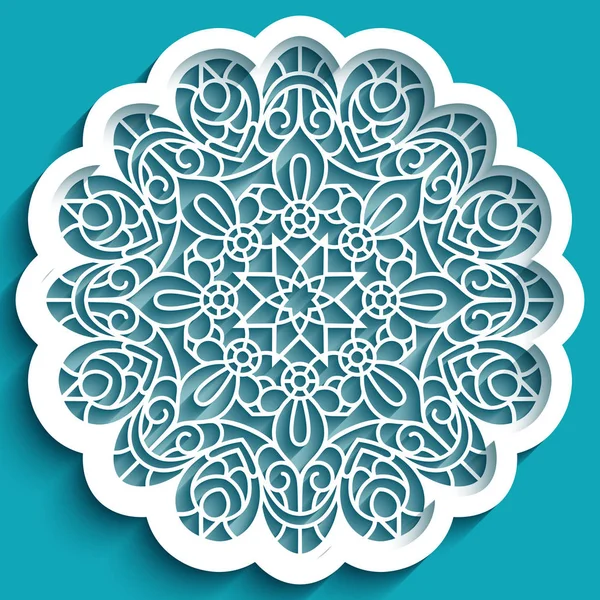 Lace Doily Vintage Crochet Ornament Cutout Paper Decoration Circle Mandala — Stock Vector