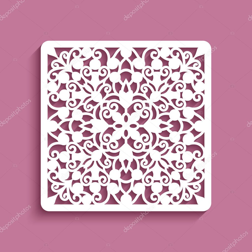 Square panel with lace pattern