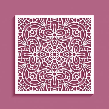 Cutout paper element with square lace pattern clipart