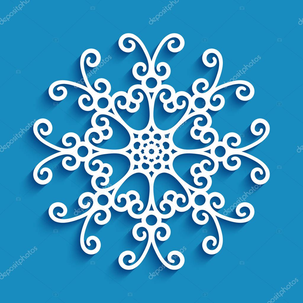 Cutout paper snowflake, round lace ornament