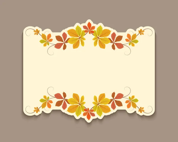 Carte d'automne avec bordure découpée de feuilles jaunes — Image vectorielle