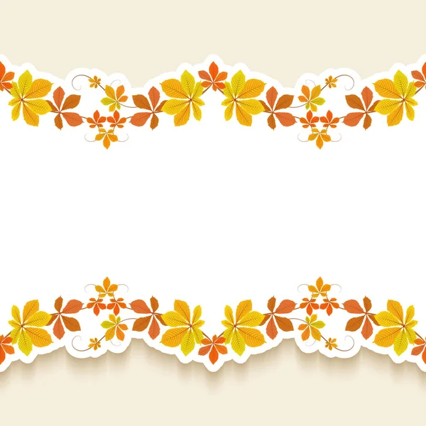 Cutout paper frame with autumn leaves — Stock Vector