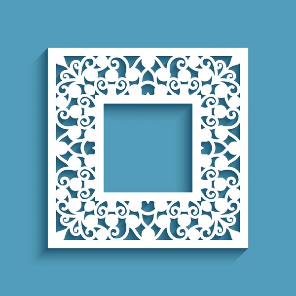 Square frame with cutout border pattern — Stock Vector