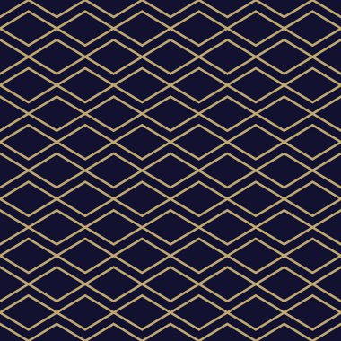 Altın zikzak çizgileri olan soyut geometrik desen. Basit bir elmas süsü. Zarif altın ve siyah arkaplan. Asgari biçimdeki kusursuz doku.