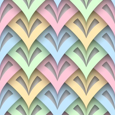 Abstract seamless pattern, paper squama texture, colorful background with cutout paper scale clipart