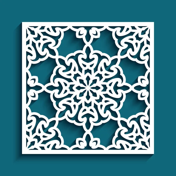 Carrelage Carré Avec Tourbillons Papier Découpé Texture Dentelle Florale Panneau — Image vectorielle