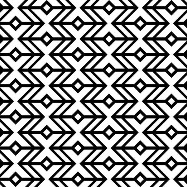 ジグザグラインのシームレスな装飾と抽象幾何学的なパターン 黒と白の背景 — ストックベクタ