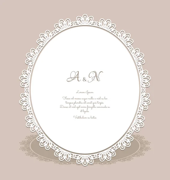 Oval Frame Lace Border Pattern Cutout Paper Decoration Elegant Wedding — Stock Vector