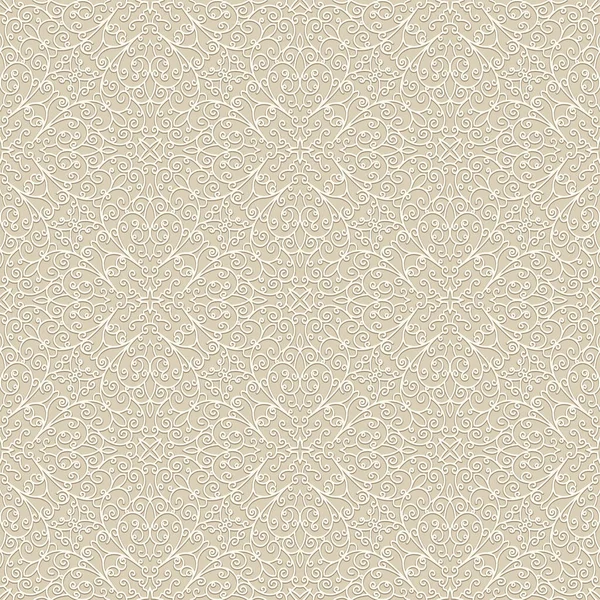 Vintage Lace Texture Seamless Line Pattern Beige Background — Stock Vector