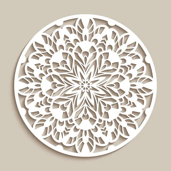 Kerek Csipke Doily Kivágott Papír Virágdísz Mandala Minta Vintage Kör — Stock Vector