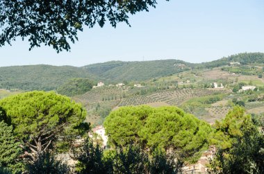 Güneşli tepeler köyün San Gimignano Toskana, İtalya tarafından güzel manzaralı