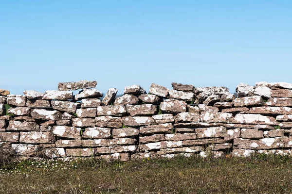 Zvětralá Tradiční Suchá Kamenná Zeď Vápence Ostrově Oland Švédsku — Stock fotografie